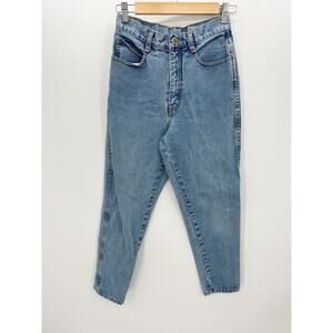 Bill Blass Levi Patch Light Wash High Waisted Mom Jeans Straight Women Size 6